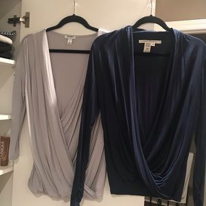 2 wrap (cross body) women’s shirts, size small